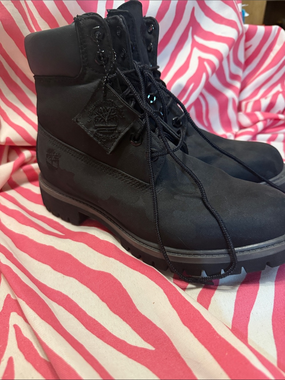 Timberland Men's Black Nubuck Lace-Up Work Boots
